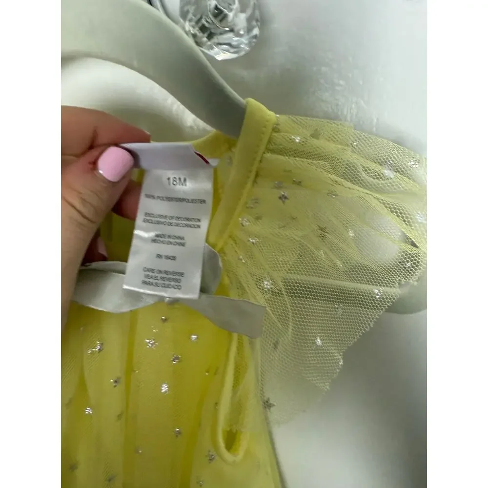 Nannette Kids Yellow Shimmer Flutter Tulle Chiffon Dressy Dress 18 MOS